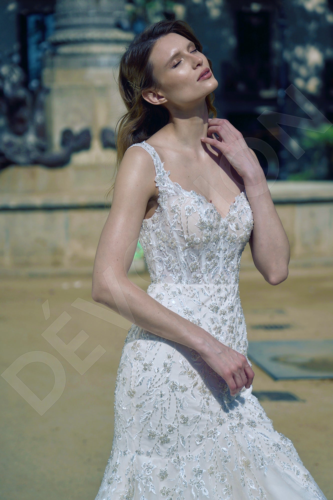 Clarissa Trumpet/Mermaid Sweetheart Milk/Nude Wedding dress