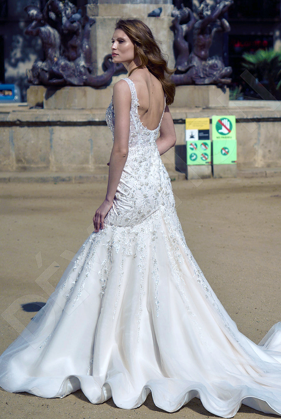 Clarissa Trumpet/Mermaid Sweetheart Milk/Nude Wedding dress