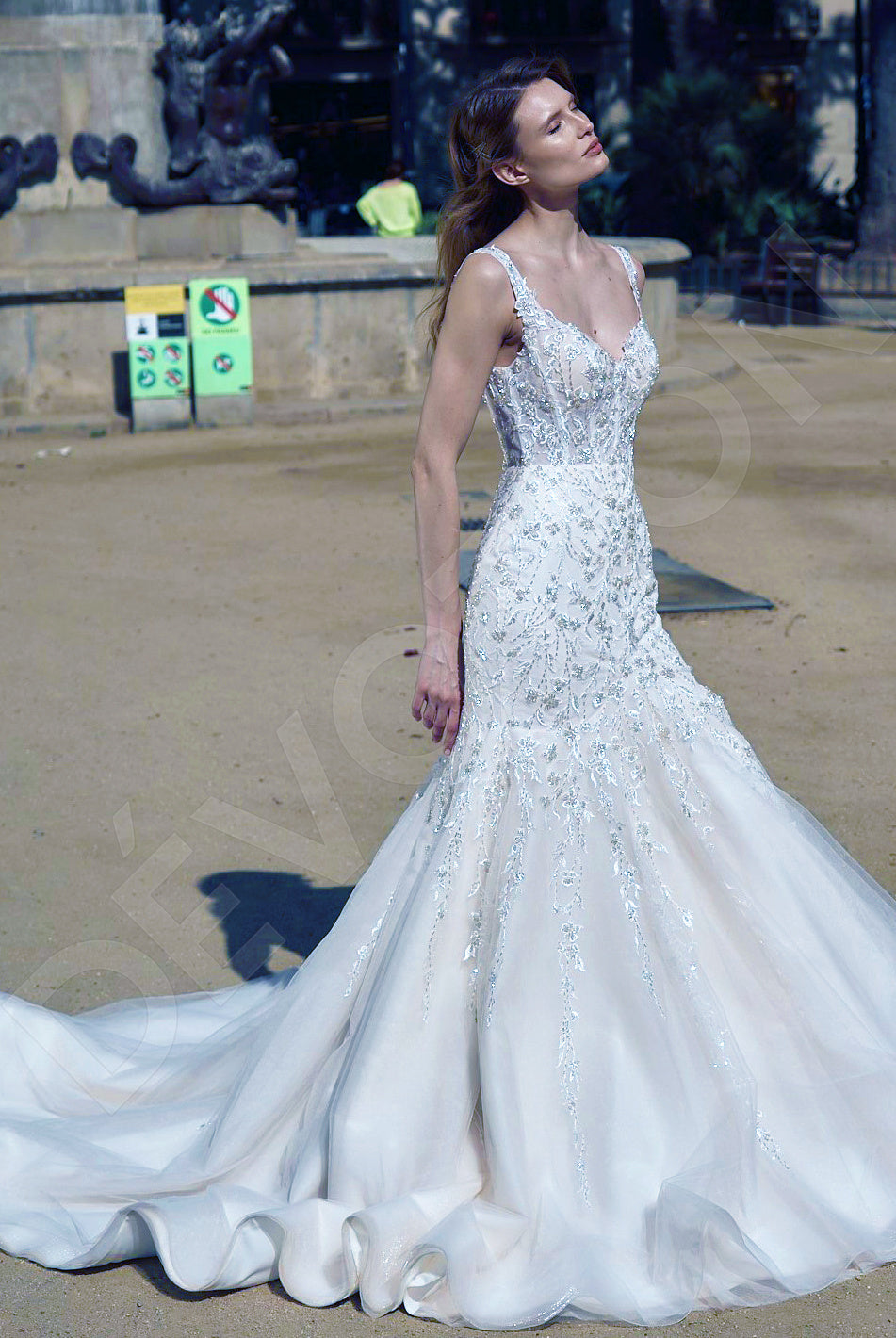 Clarissa Trumpet/Mermaid Sweetheart Milk/Nude Wedding dress
