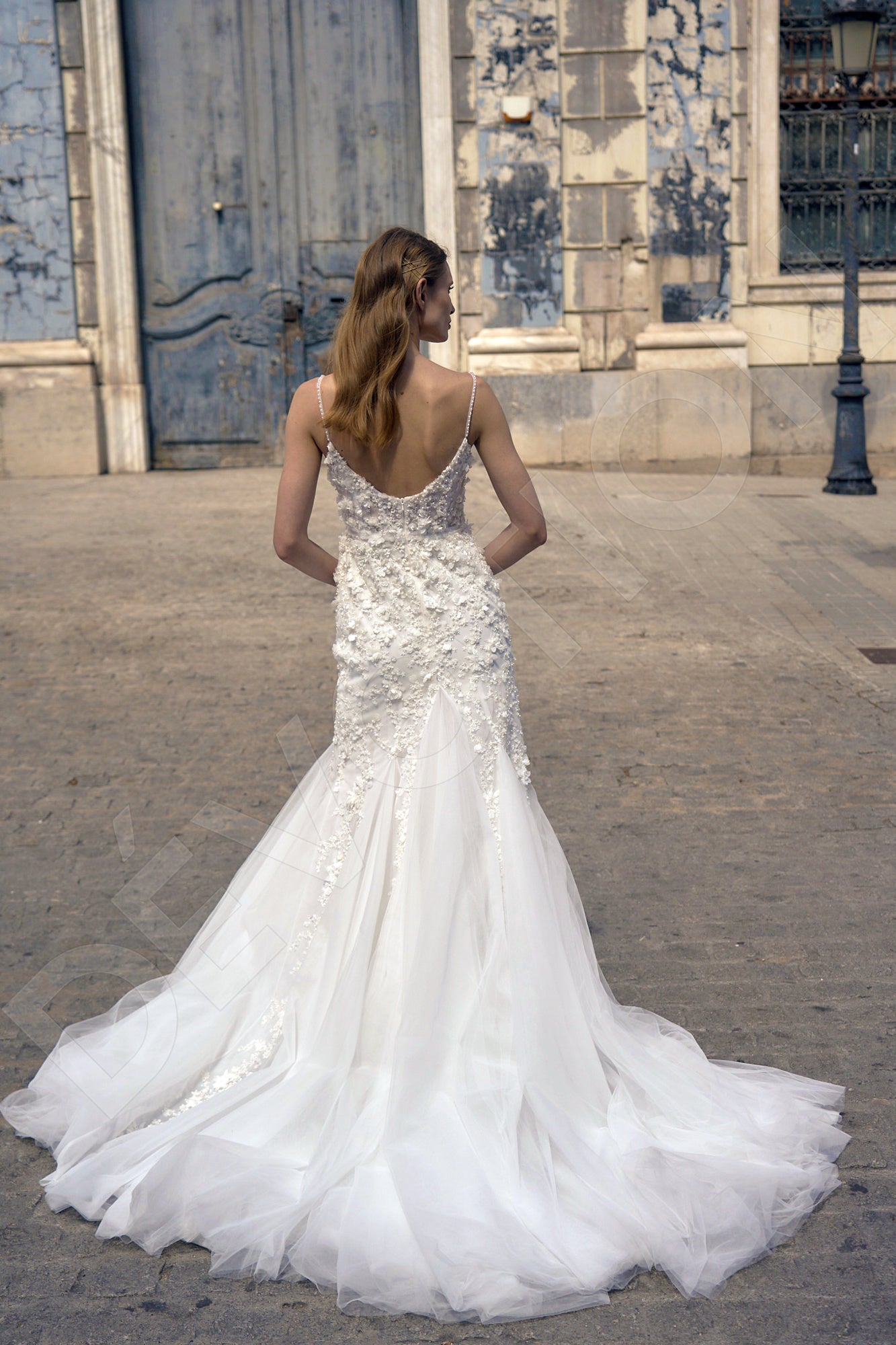 Kaley Trumpet/Mermaid Scoop Milk Wedding dress