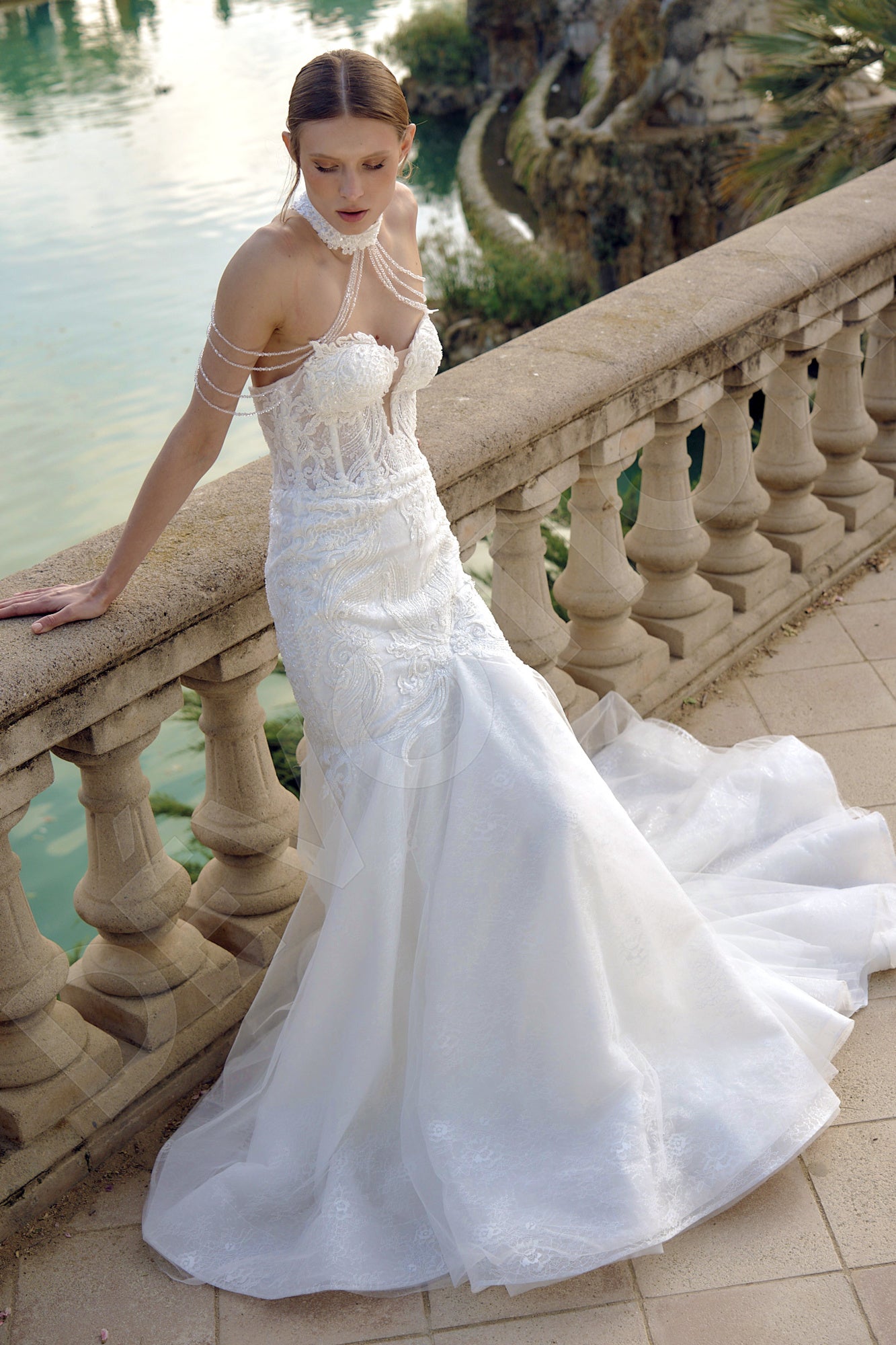 Francesca Trumpet/Mermaid Sweetheart Milk Wedding dress