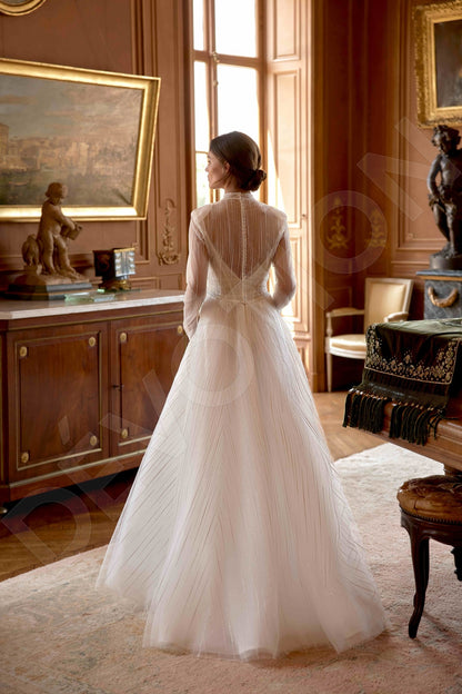 Aries A-line Scoop Milk Wedding dress