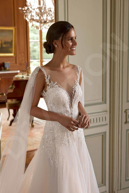 Ecle A-line Illusion Milk Wedding dress