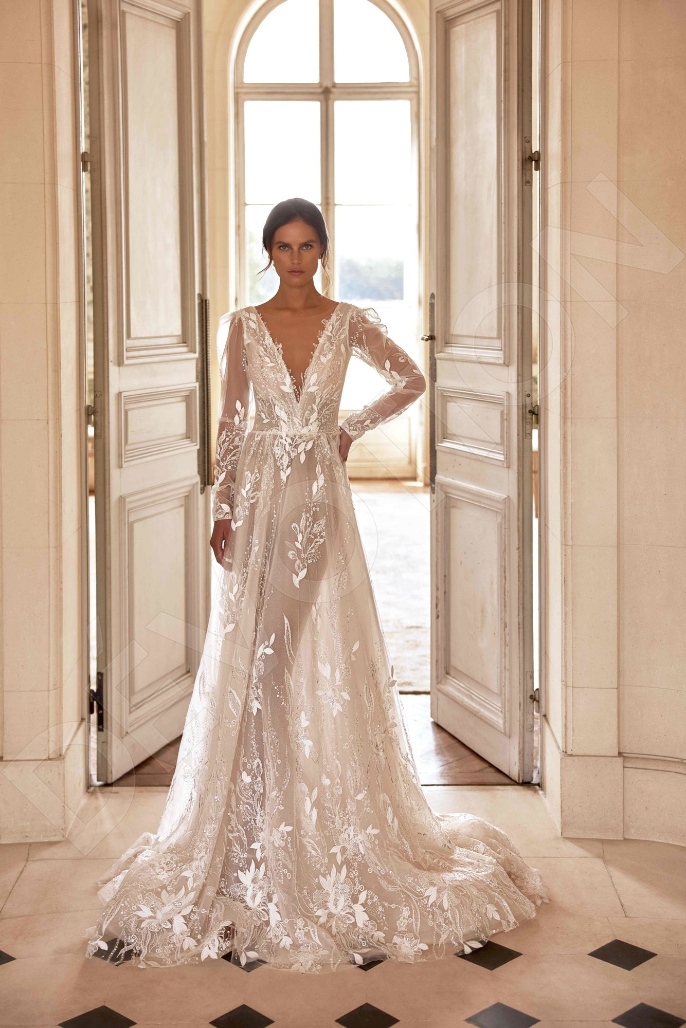 Marien A-line Illusion Milk Wedding dress