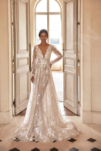 Marien A-line Illusion Milk Wedding dress