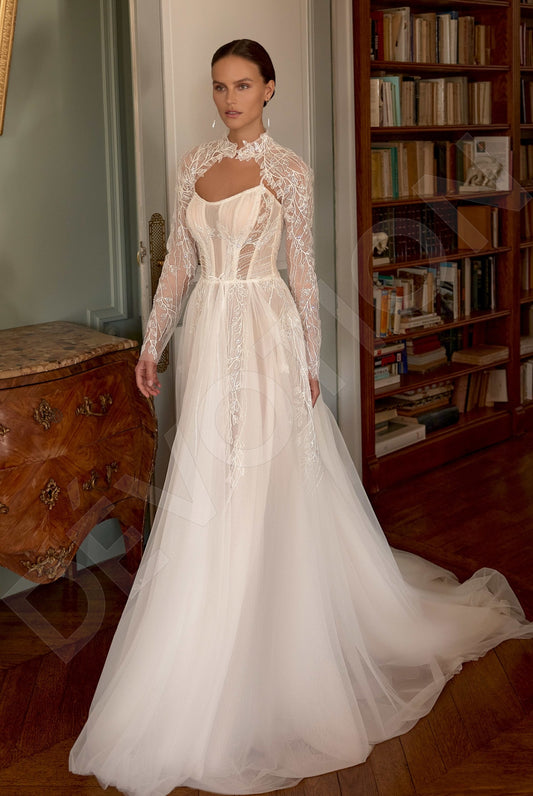 Miala A-line Scoop Milk Wedding dress