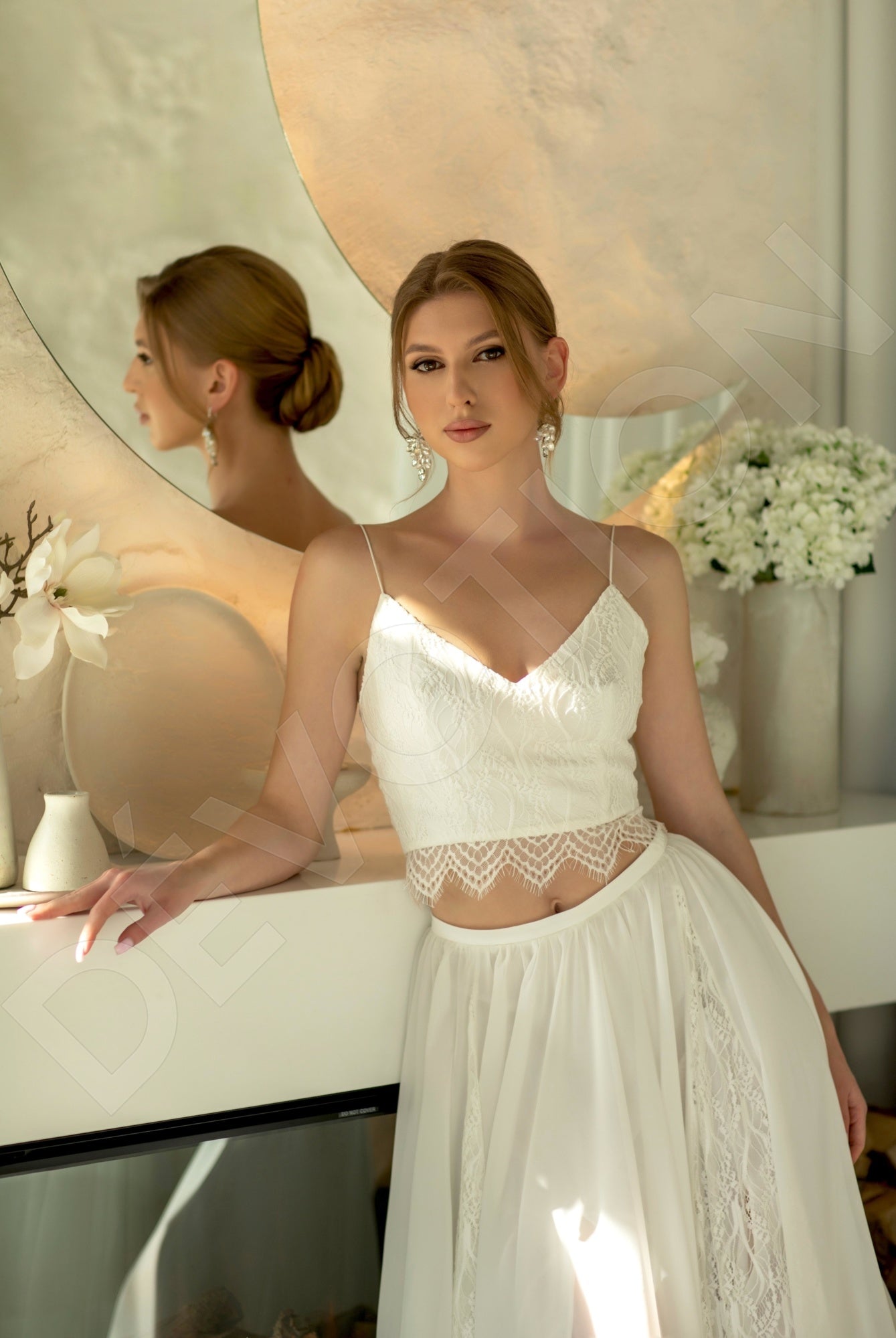 Asiya A-line V-neck Milk Wedding dress