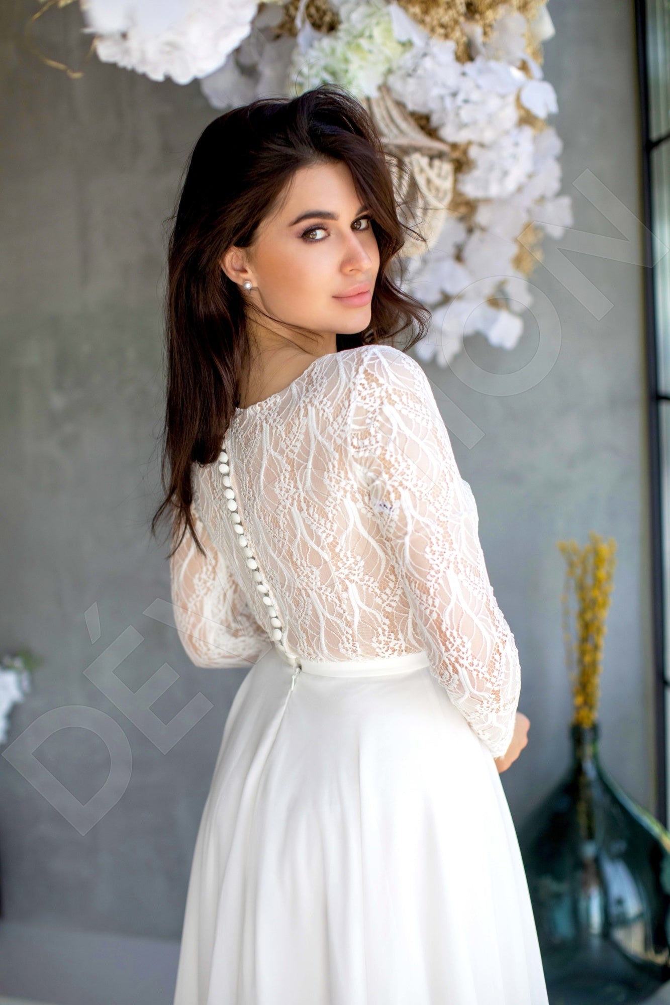Peytona A-line Boat/Bateau Milk Wedding dress