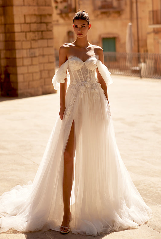 Arnella A-line Sweetheart Milk Wedding dress