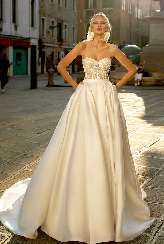 Marsela A-line Sweetheart Milk Wedding dress