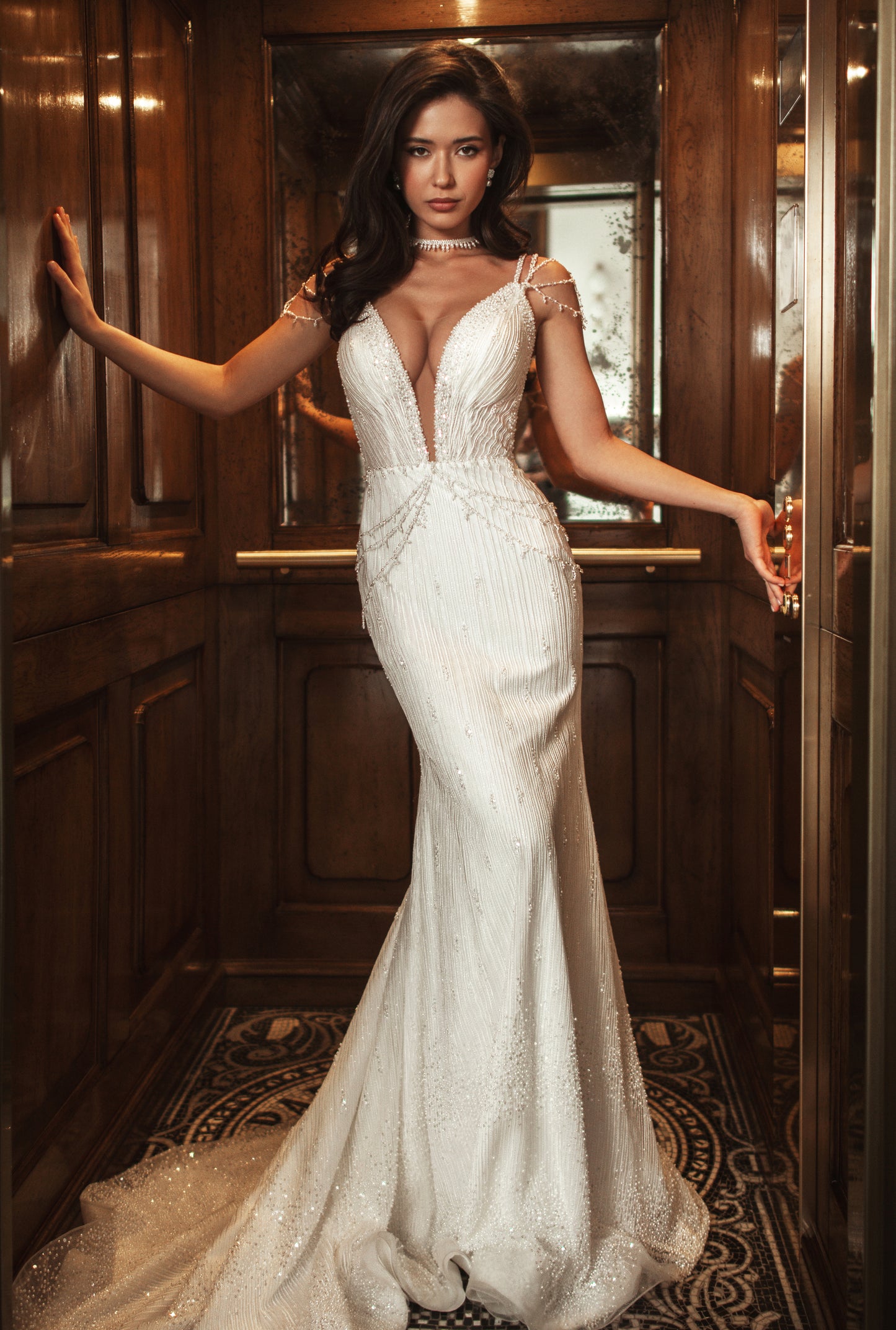 Jennifer Trumpet/Mermaid Illusion Ivory Wedding dress