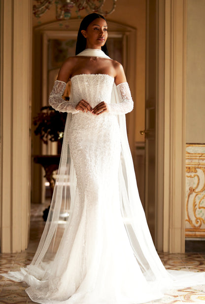 Miraya Two in one Straight across Ivory Wedding dress