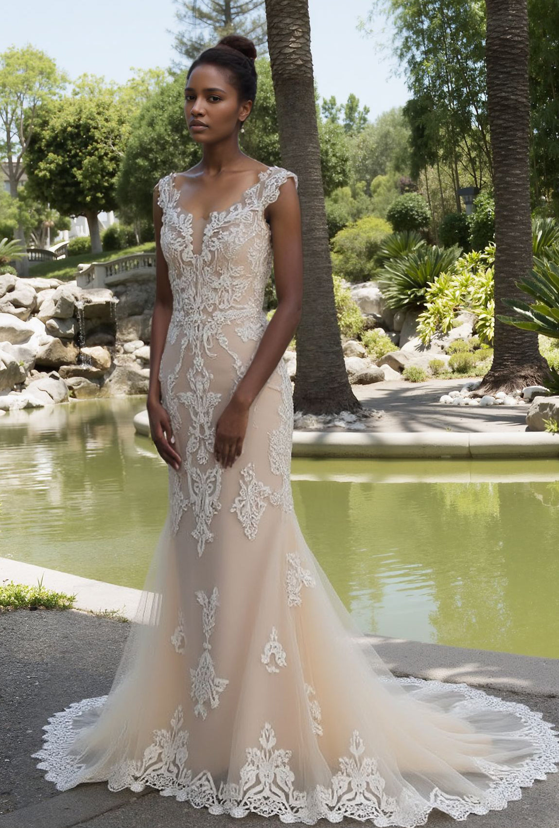 Seraphiel Trumpet/Mermaid Illusion Milk/Nude Wedding dress