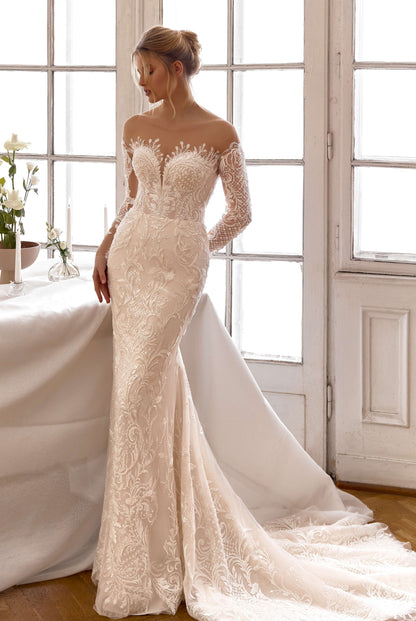 Iriselle Trumpet/Mermaid Illusion Milk/Nude Wedding dress