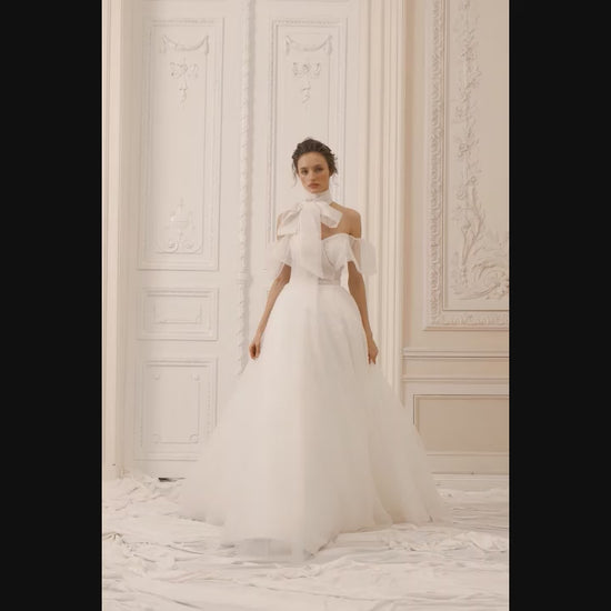 Estery A-line Off-shoulder/Drop shoulders Ivory Wedding dress
