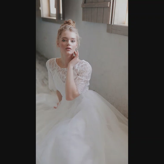 Lucifiela A-line Scoop Milk Wedding dress