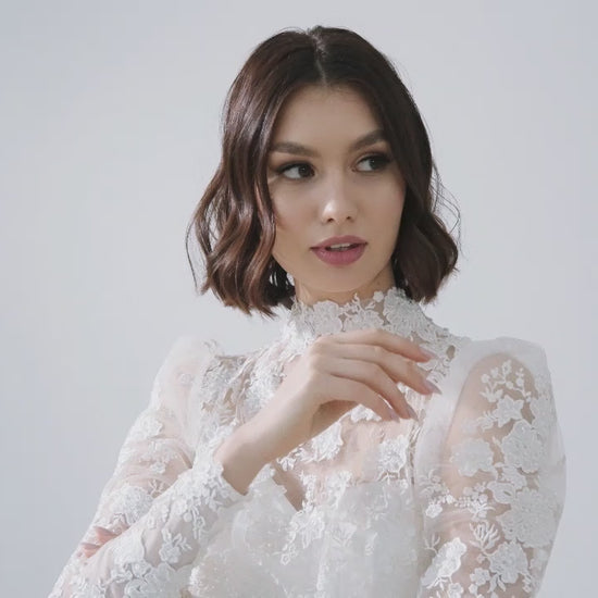Janessa A-line High neck LightMilk Wedding dress