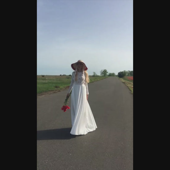 Shirley A-line Jewel Milk Wedding dress