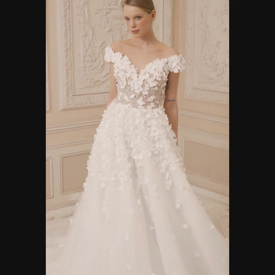 Hannah A-line Illusion Nude Ivory Wedding dress