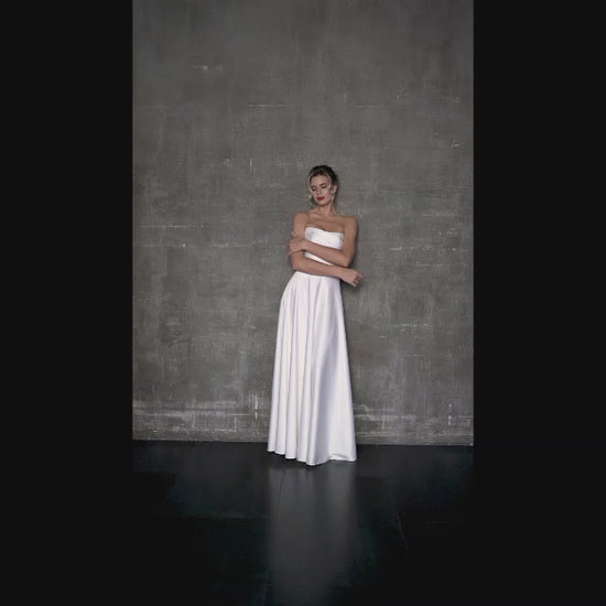 Laurence A-line Straight across Milk Wedding dress