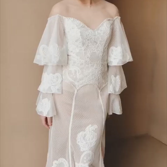 Navia Trumpet/Mermaid Illusion Milk Wedding dress