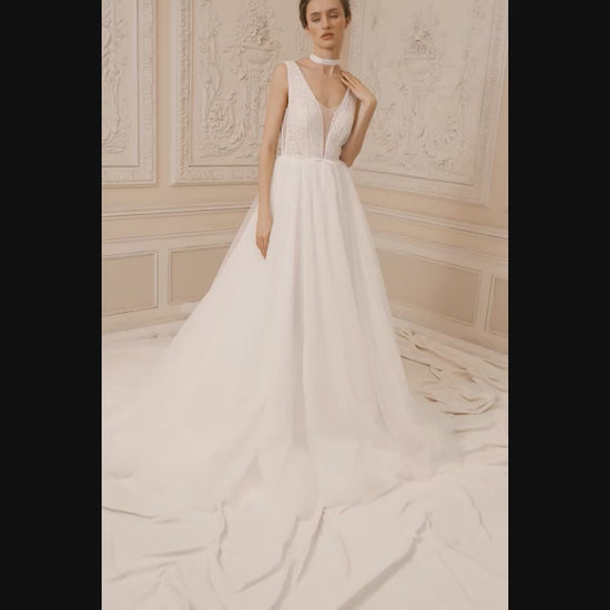 Sandra A-line Scoop Ivory Wedding dress