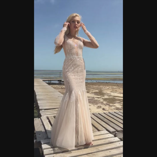 Cheryl Trumpet/Mermaid Scoop Caramel Wedding dress