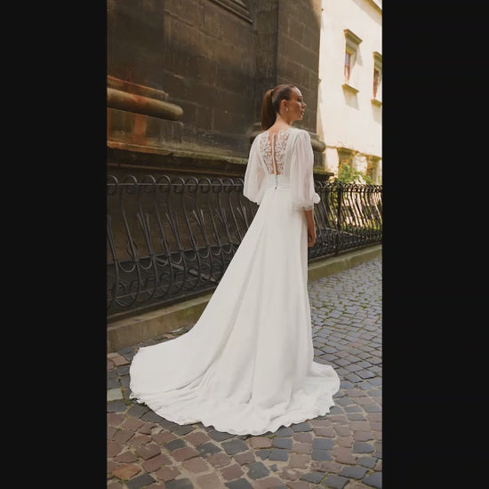 Ita A-line Illusion Milk Wedding dress