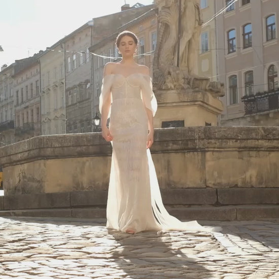 Brice Trumpet/Mermaid Sweetheart Milk Nude Wedding dress