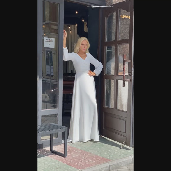 Karissa A-line V-neck Whitemilk Wedding dress