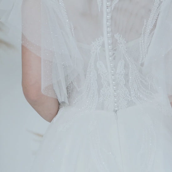 Marlowe A-line V-neck Ivory Wedding dress