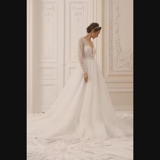 Joanna A-line Illusion Nude Ivory Wedding dress