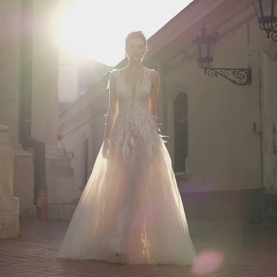 Letisia A-line Illusion Milk Nude Wedding dress