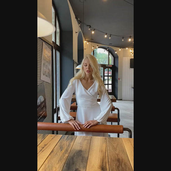 Karissa A-line V-neck Whitemilk Wedding dress