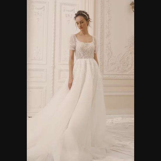 Bella A-line Square Ivory Wedding dress