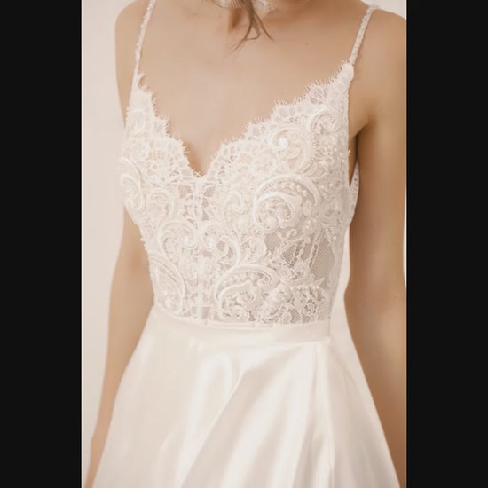 Tiffania A-line V-neck Ivory Wedding dress