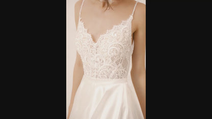Tiffania A-line V-neck Ivory Wedding dress