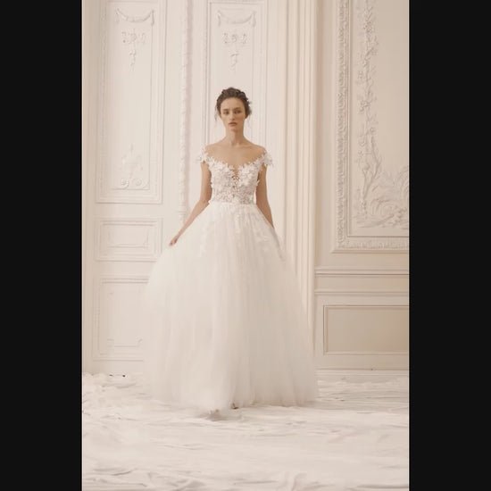 Sharon A-line Illusion Nude Ivory Wedding dress