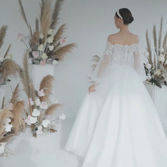 Molinia A-line Off-shoulder/Drop shoulders Ivory Wedding dress