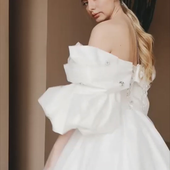 Milina Princess/Ball Gown Off-shoulder/Drop shoulders Milk Wedding dress