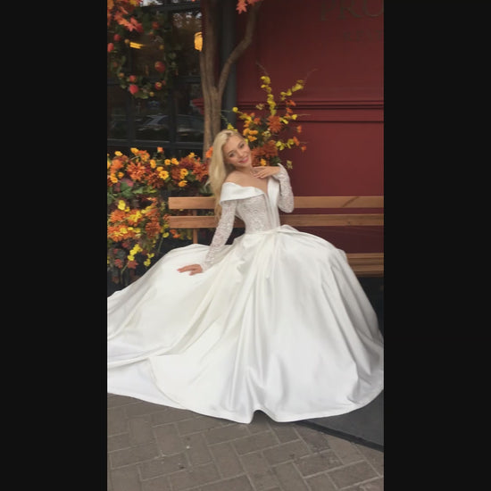 Dacina A-line Illusion Lightivory Wedding dress