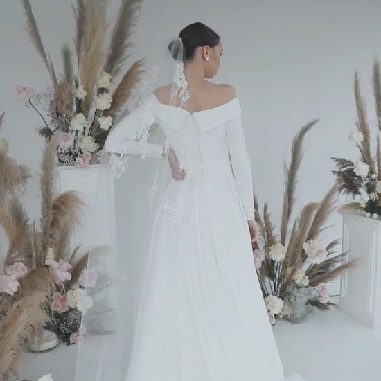 Malani A-line Off-shoulder/Drop shoulders Lightivory Wedding dress