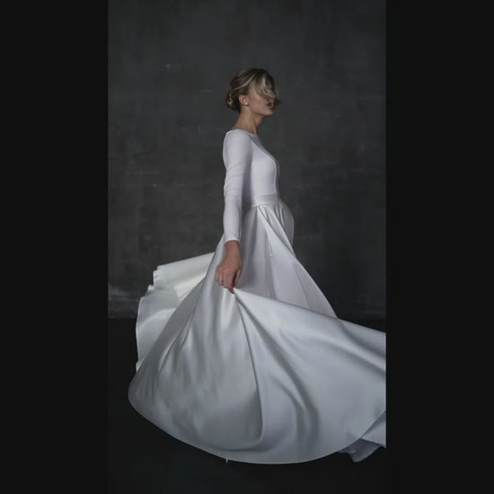Brie A-line Boat/Bateau Ivory Wedding dress
