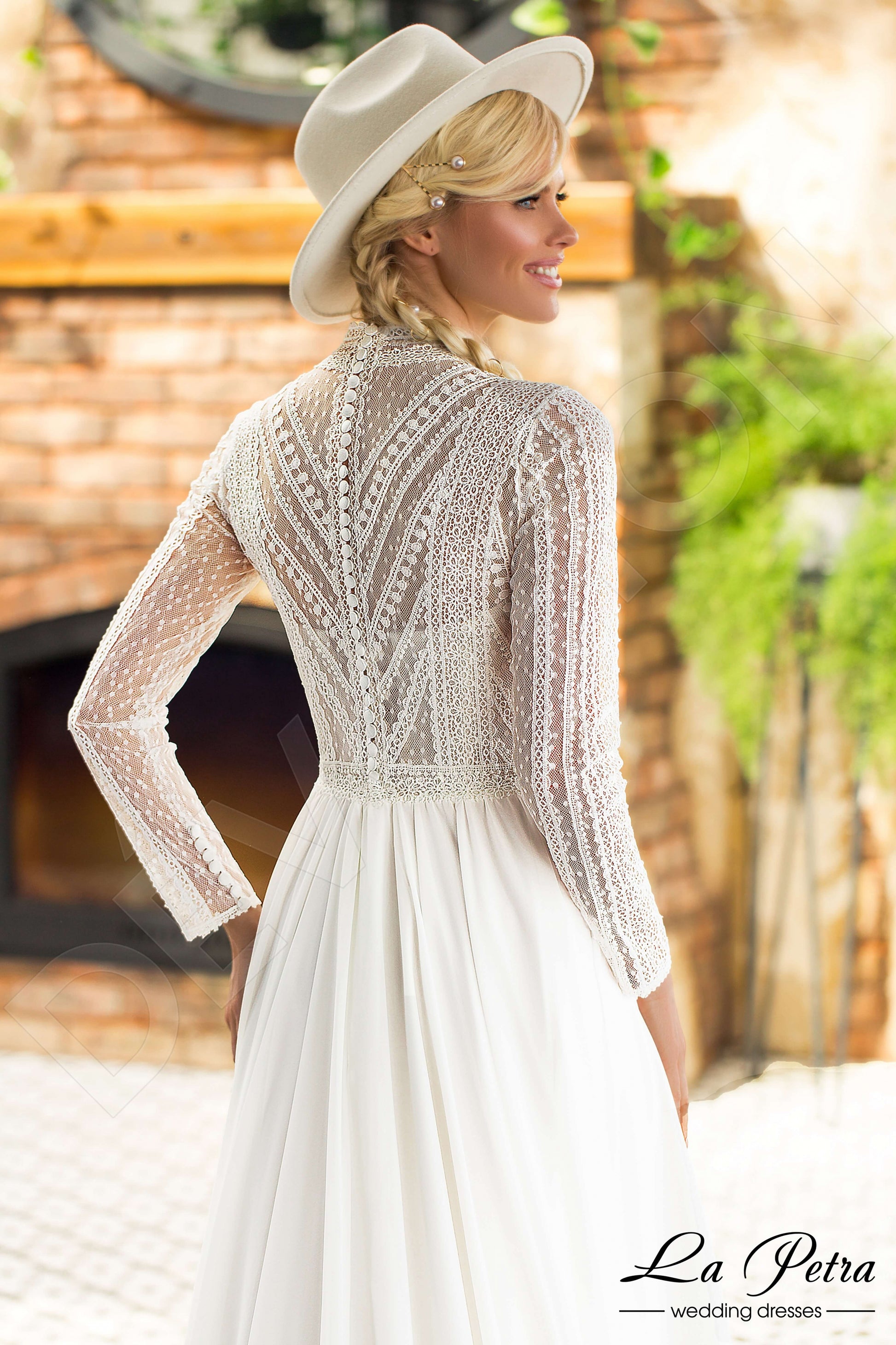 Devi A-line High neck Milk Cappuccino Wedding dress