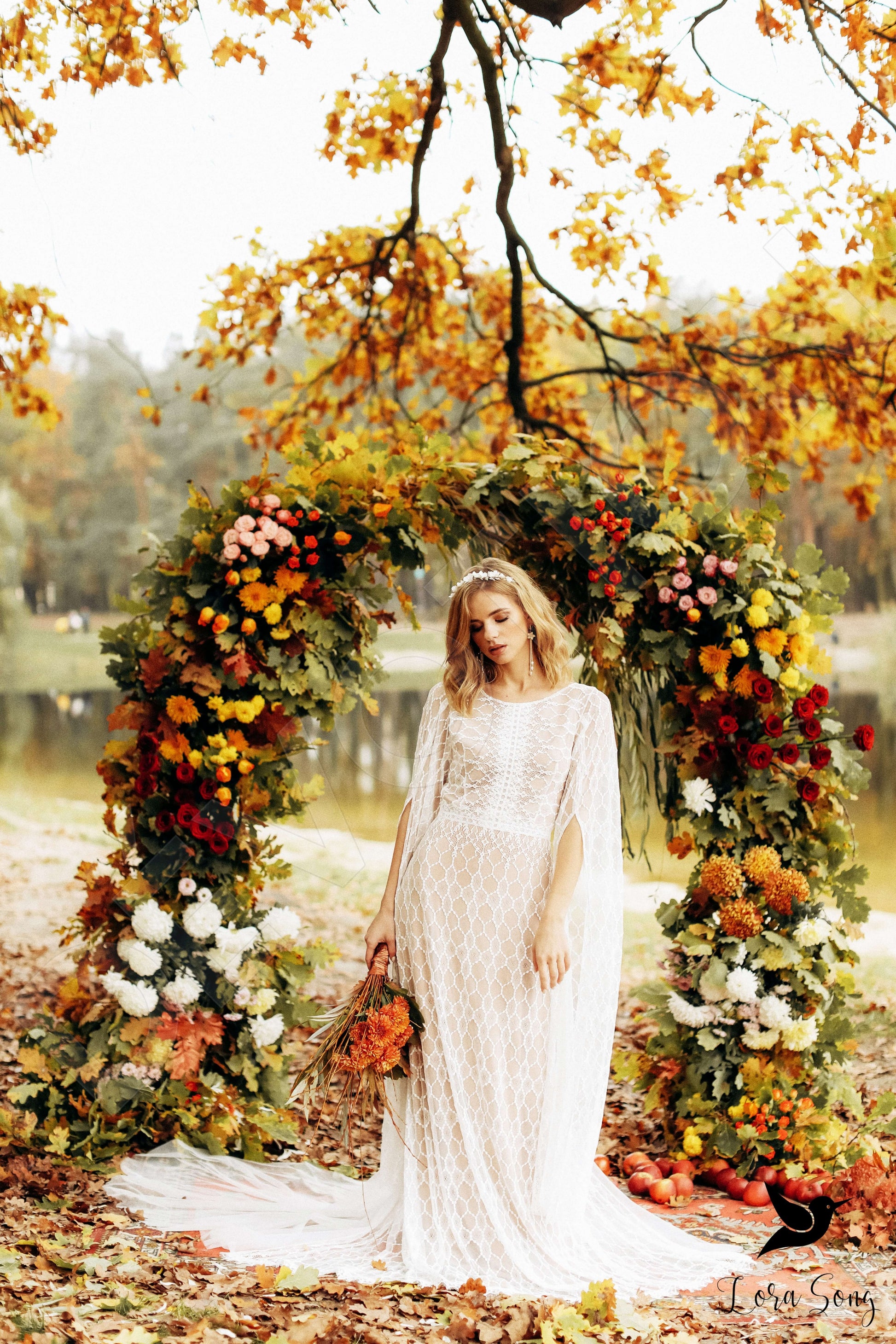 Brigid A-line Jewel Milk Nude Wedding dress