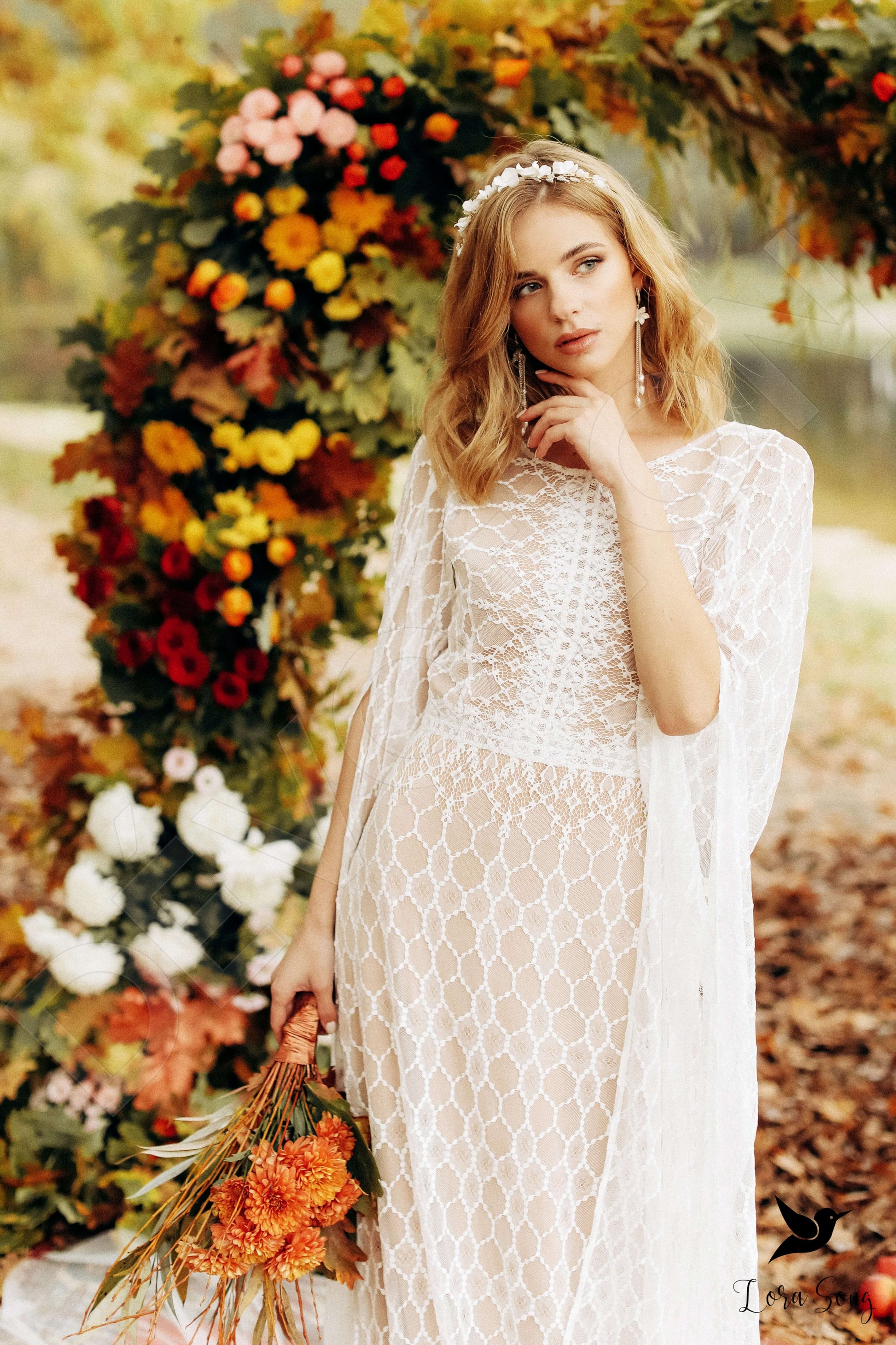 Brigid A-line Jewel Milk Nude Wedding dress