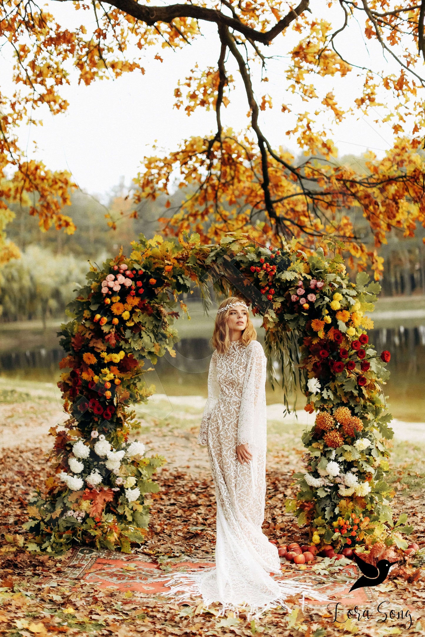 Dasia Open back A-line Long sleeve Wedding Dress 11