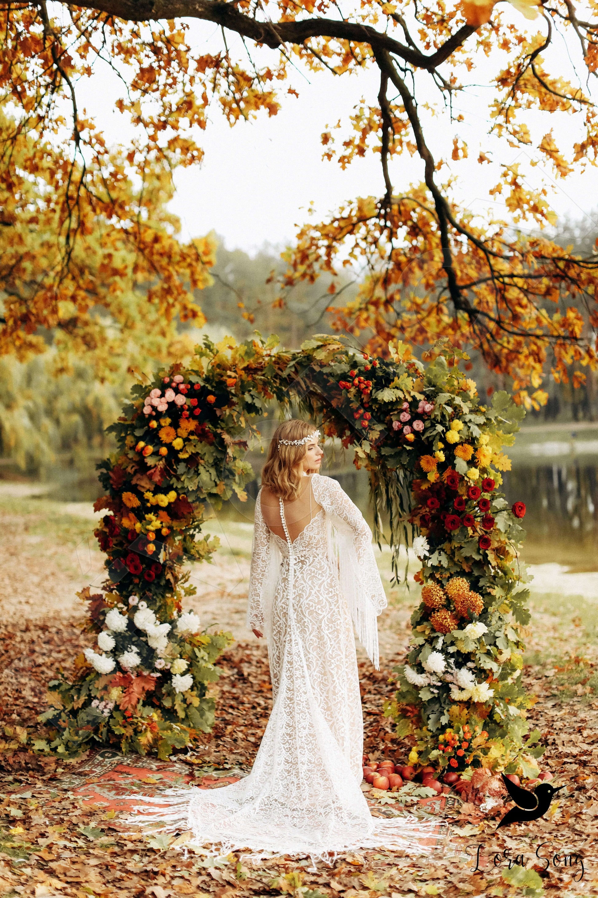 Dasia A-line High neck Milk Nude Wedding dress