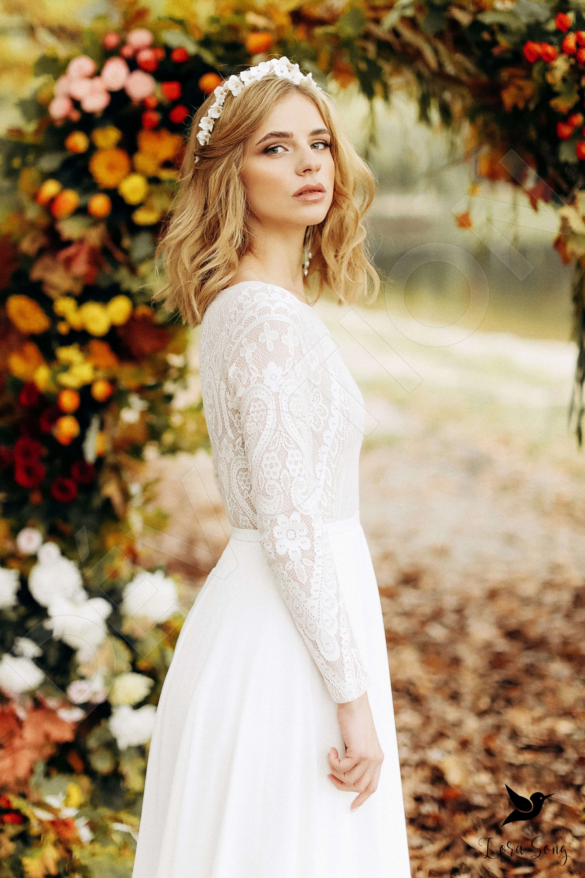 Avery A-line Boat/Bateau Milk Nude Wedding dress