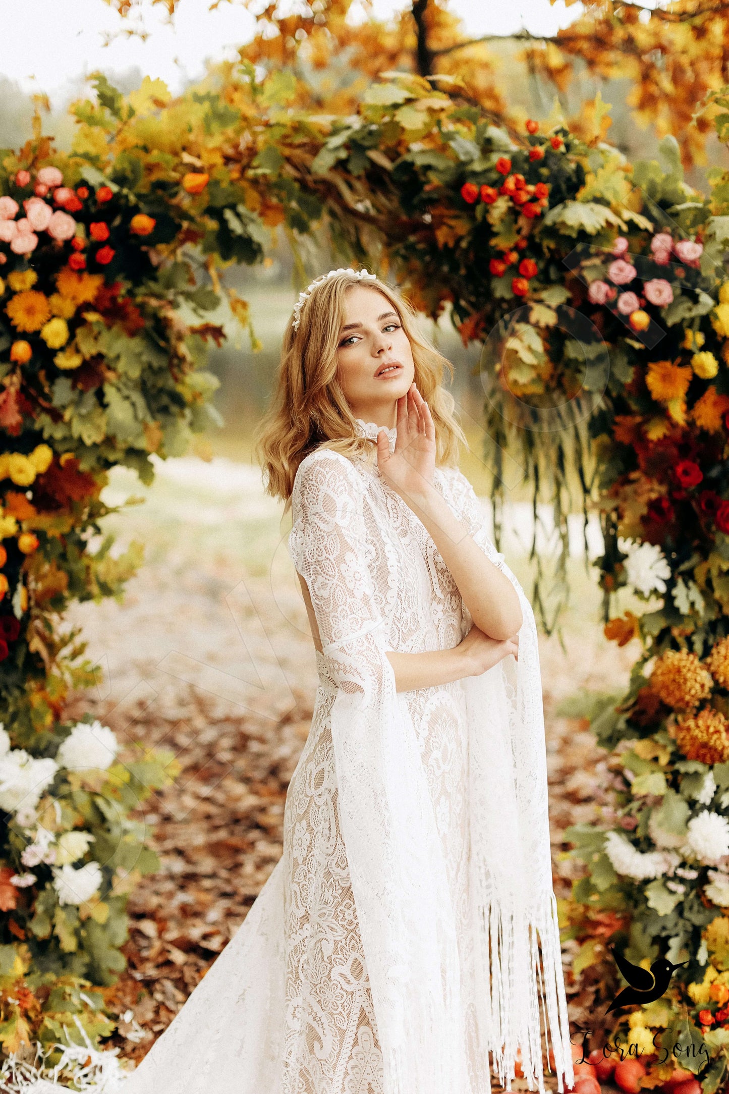 Aria Open back A-line Long sleeve Wedding Dress 8